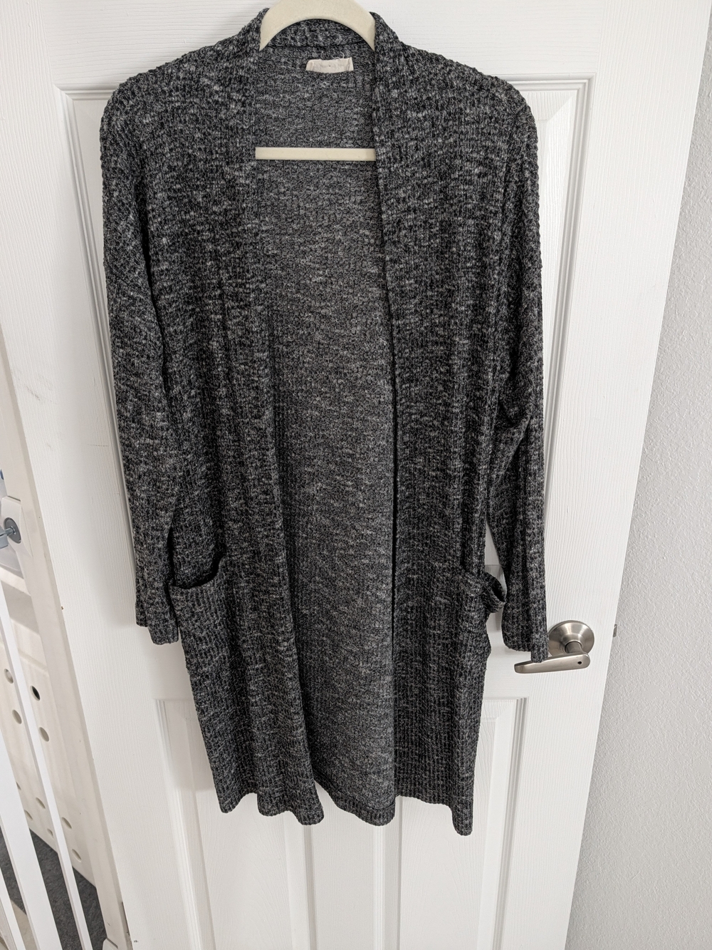 Brittany Black Open-Front Long Cardigan - Charcoal Gray
